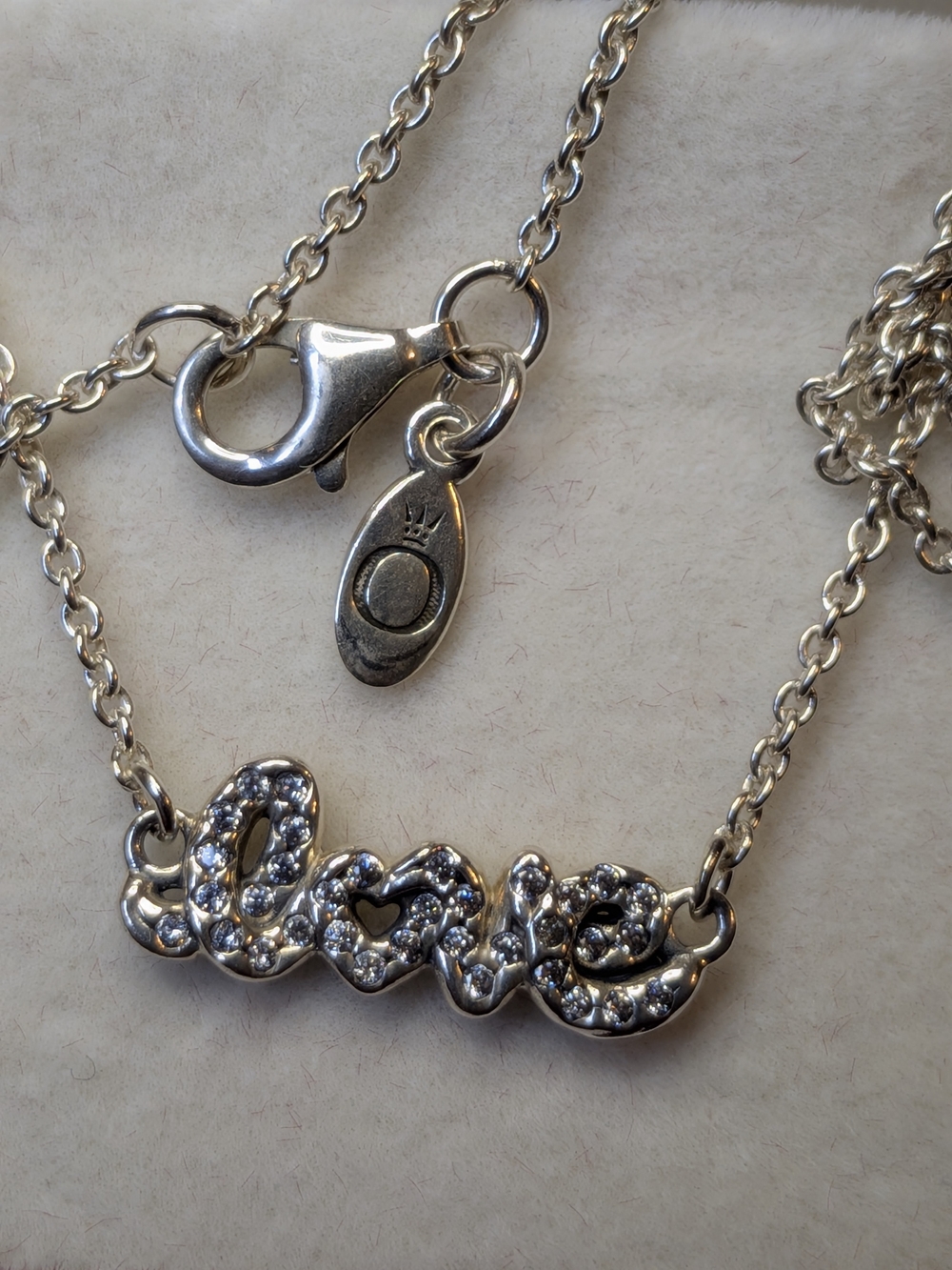 Pandora Silver 925 ALE Love Necklace with Crystals from Valentine's - Picture 2 of 8